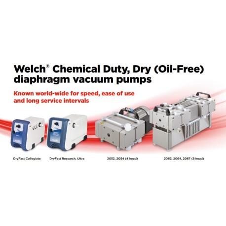 Welch Chemical Duty, Dry (Oil-Free)  Diaphragm Vacuum Pumps